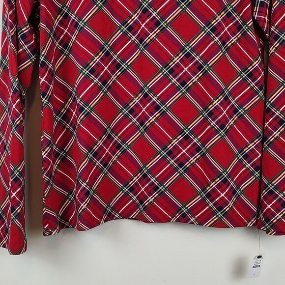 Talbot's Tartan Plaid Long Sleeve Cotton Turtleneck Blouse Top NWT Size Large - Picture 8 of 12